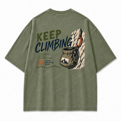 Keep Climbing Rock Climbing Washed Graphic Tee