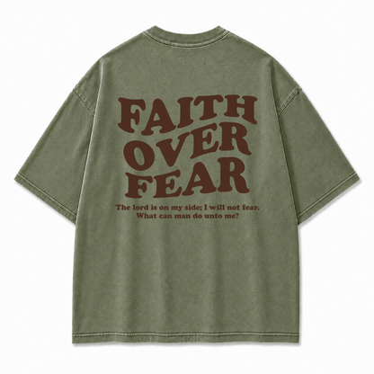 Faith Over Fear Oversized Christian Graphic Tee