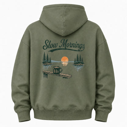 Slow Mornings Graphic Washed Hoodie