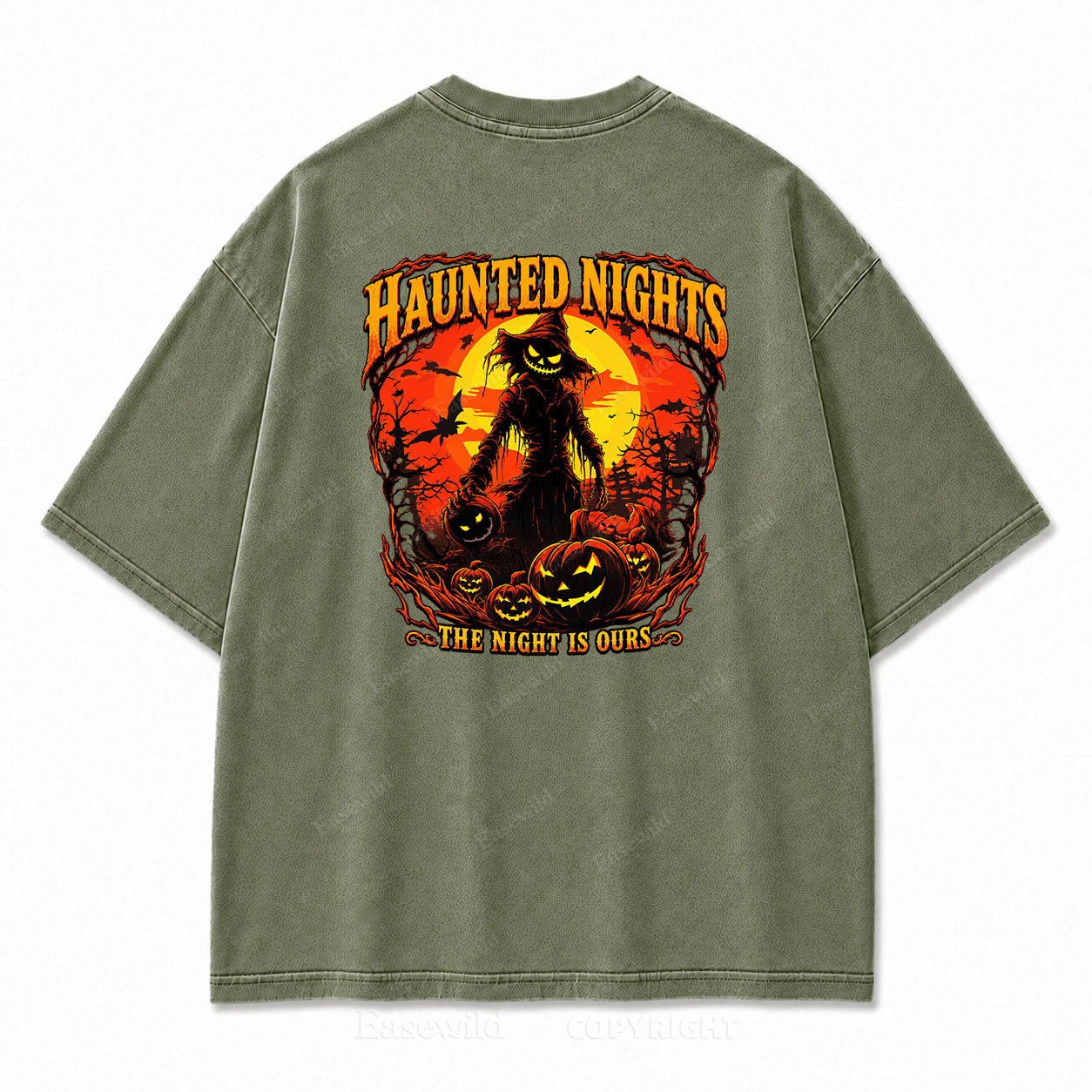 Haunted Nights Halloween Washed Graphic Tee