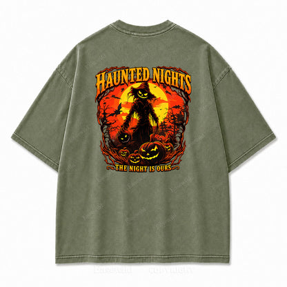 Haunted Nights Halloween Washed Graphic Tee