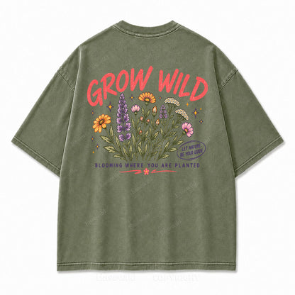 Grow Wild Wildflower Botanical Washed Graphic Tee