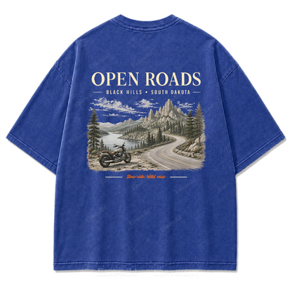 Open Roads Black Hills Washed Print Tee
