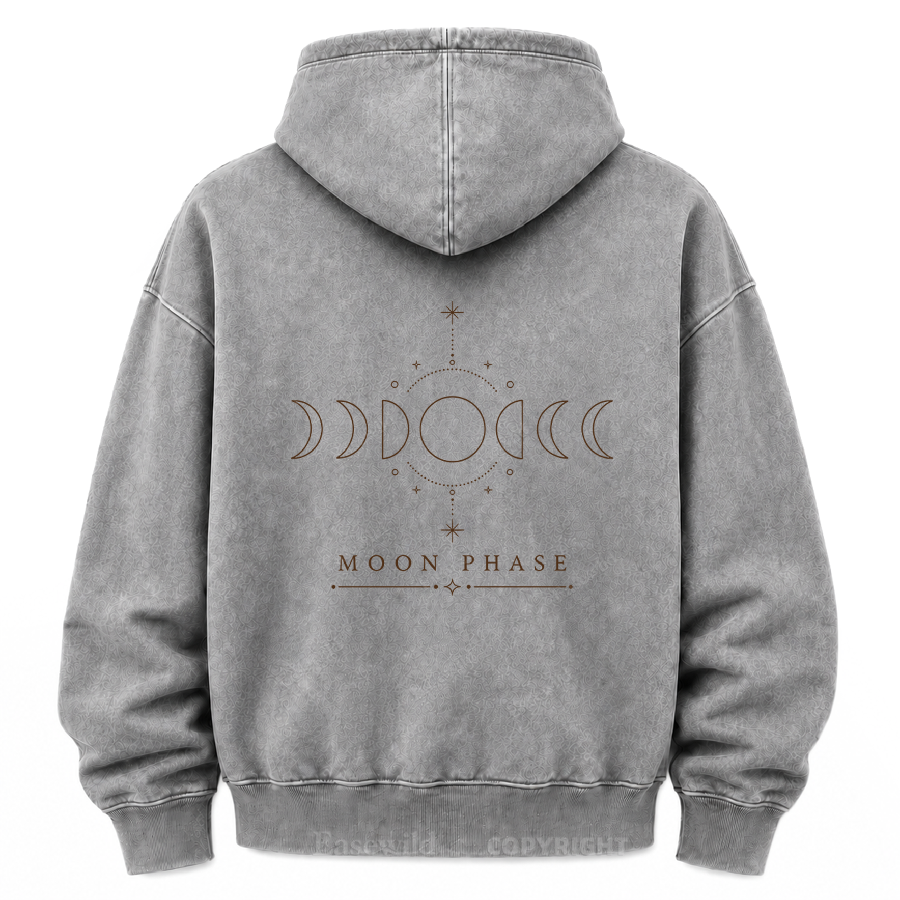 Hoodie mit Mondphasen-Himmelsgrafik und Washed-Effekt