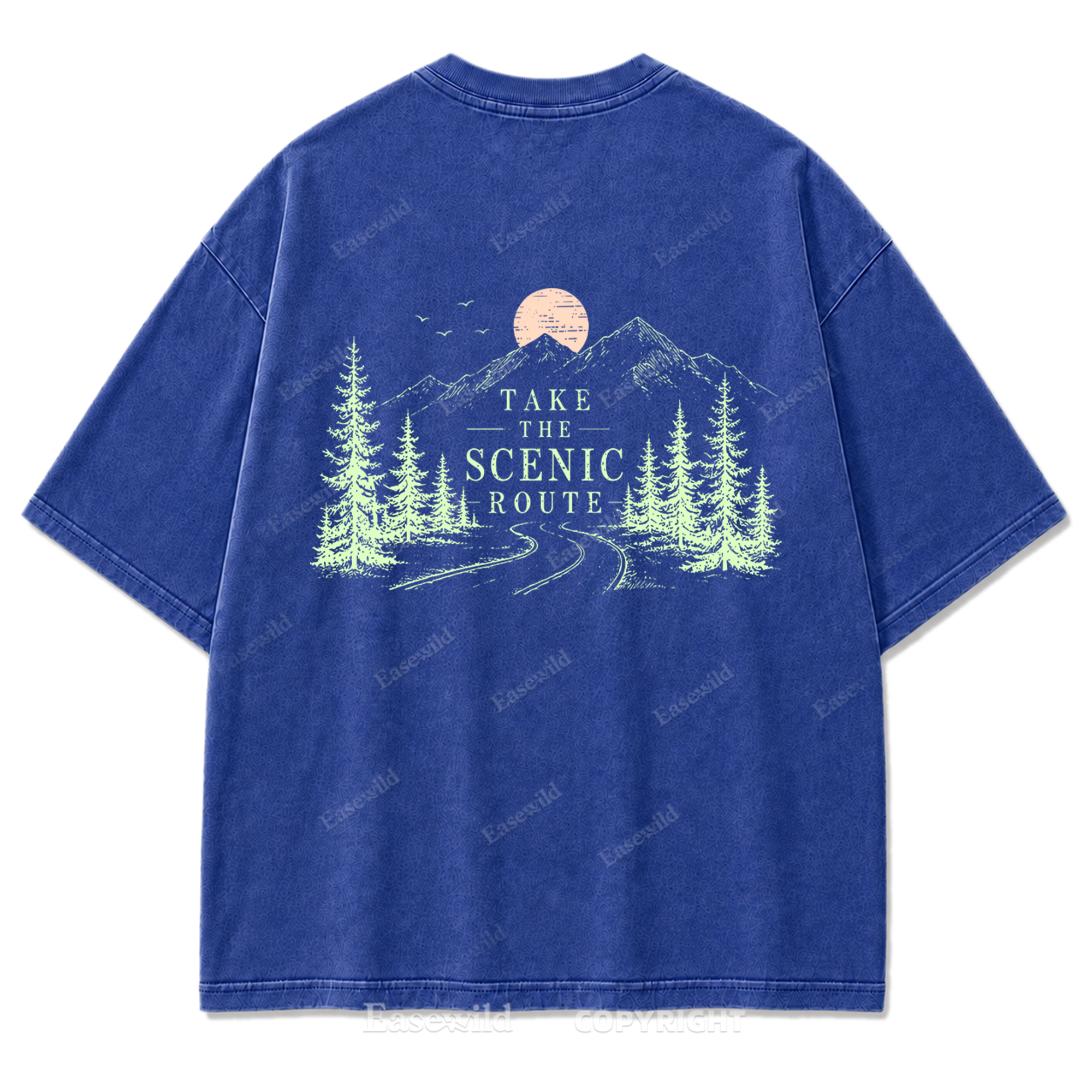 Take The Scenic Route Minimal Washed Print Tee