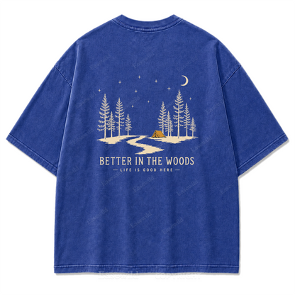 Better in the Woods Camping Washed Print Tee