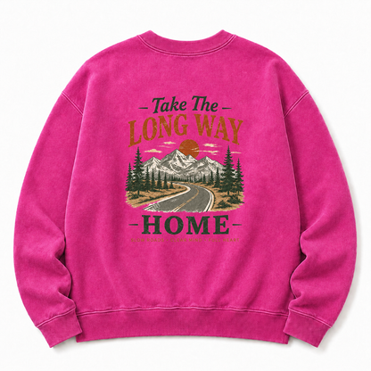 Take The Long Way Home Washed Graphic Sweatshirt