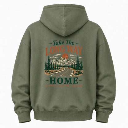Take The Long Way Home Graphic Washed Hoodie