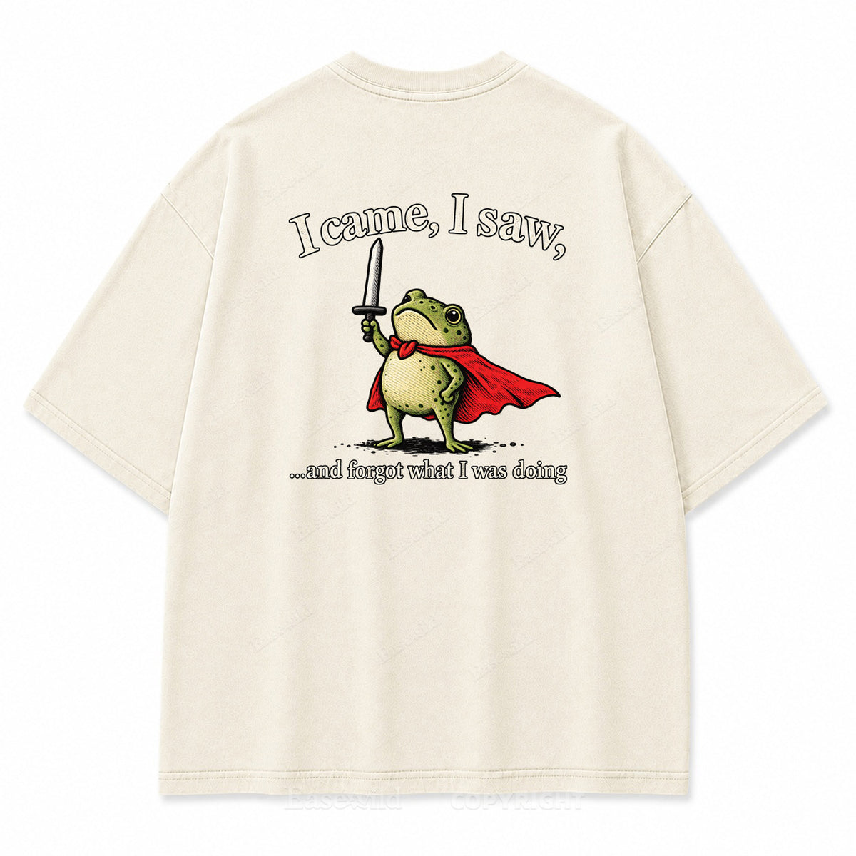 Funny Hero Frog "I Came, I Saw" Washed Graphic T-Shirt