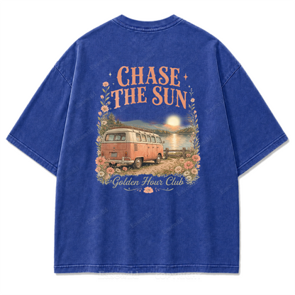 Golden Hour Lakeside Van Washed Print Tee
