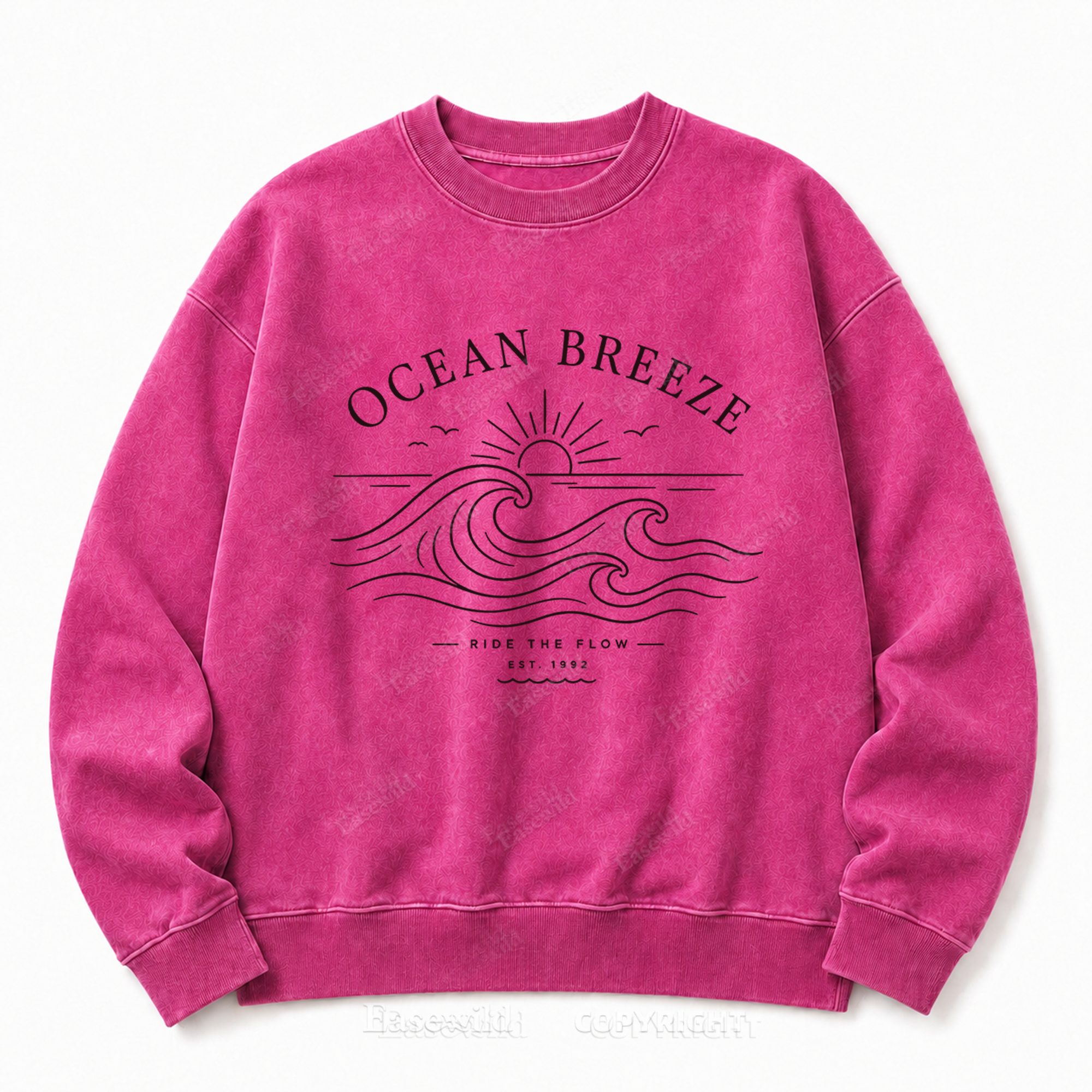 Ocean Breeze Front Graphic Washed Crewneck