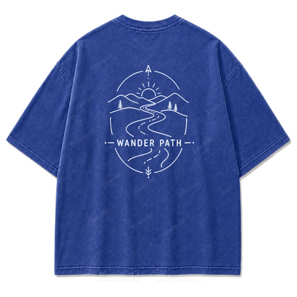 Wander Path Minimal Washed Print Tee