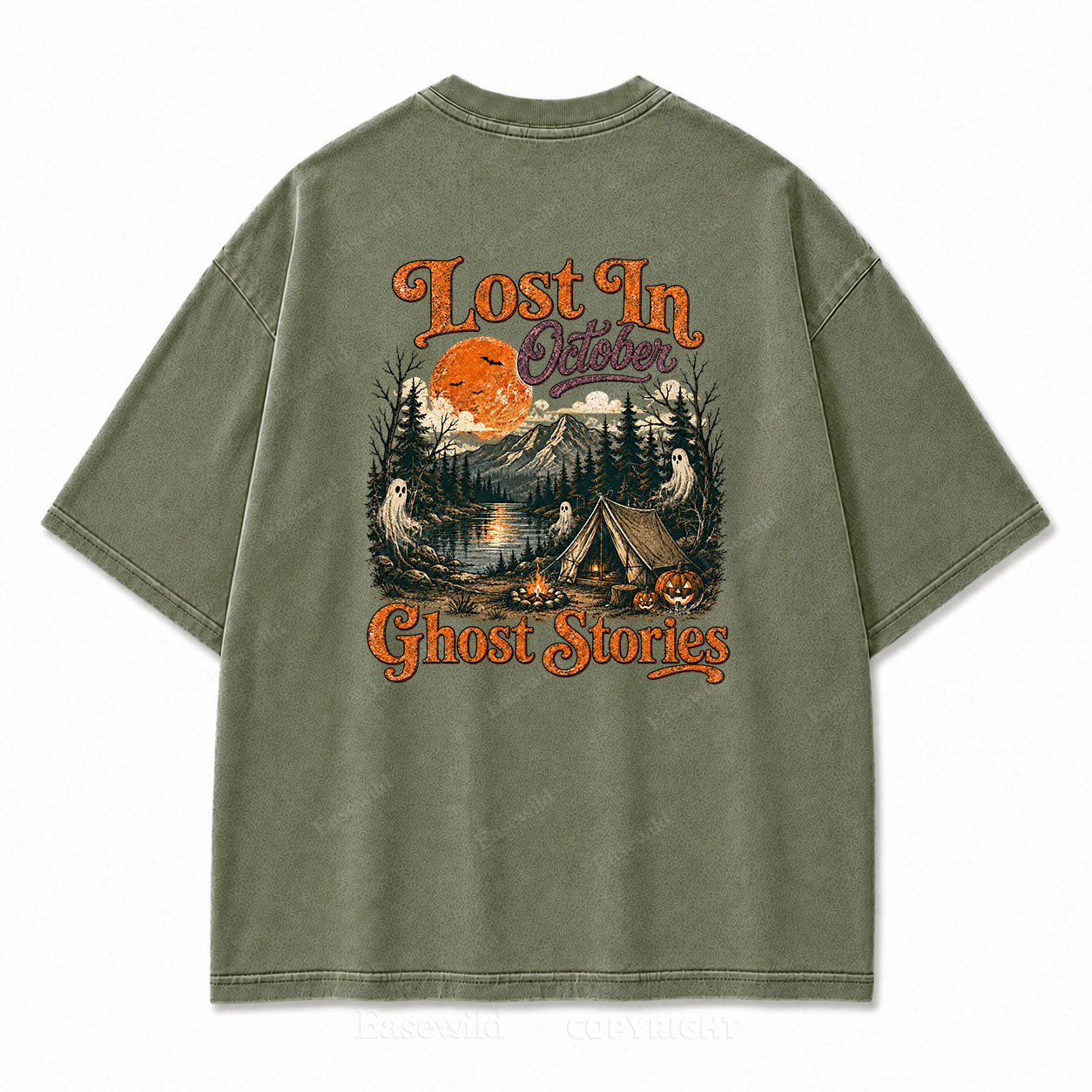 Lost In October Halloween Washed Graphic Tee