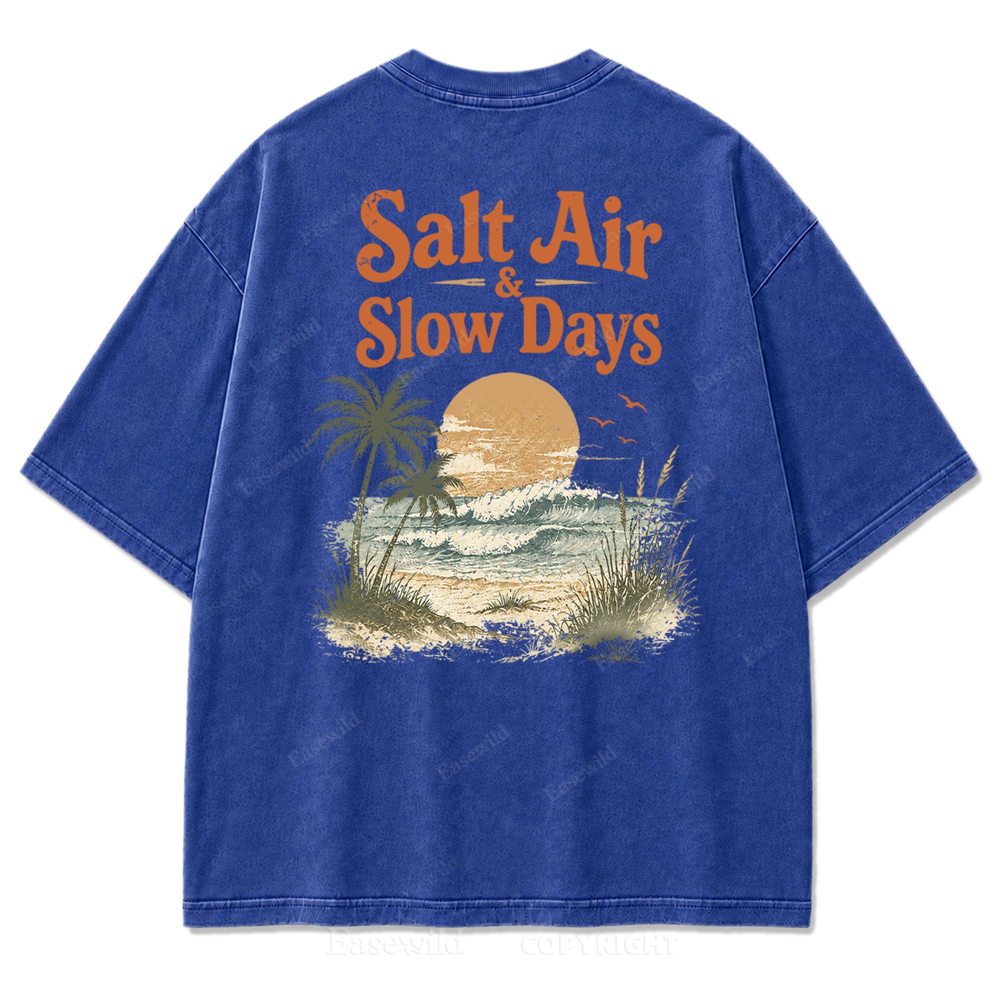 Salzige Luft und ruhige Tage Washed Print T-Shirt