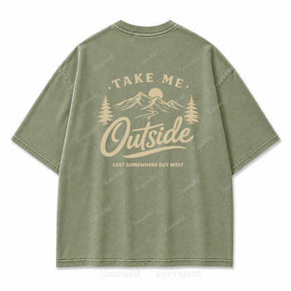 Take Me Outside Vintage Outdoor Washed Back Print Tee