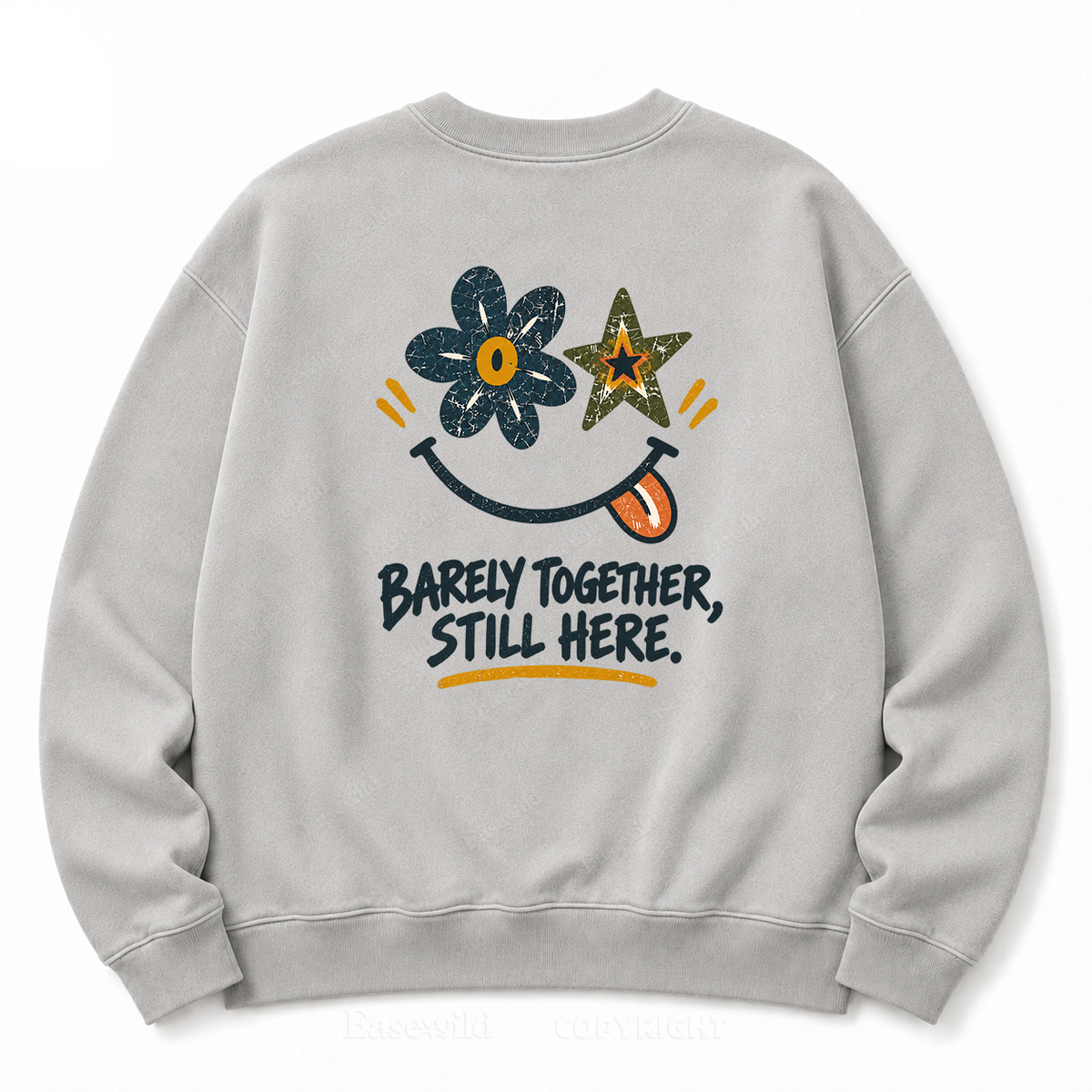 Retro Flower Star Smiley Washed Sweatshirt