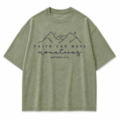 Faith Can Move Mountains Vintage Washed Print Tee