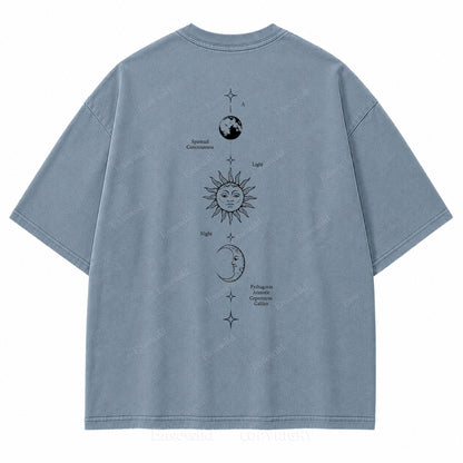 Spiritual Consciousness Sun & Moon Washed Back Print Tee