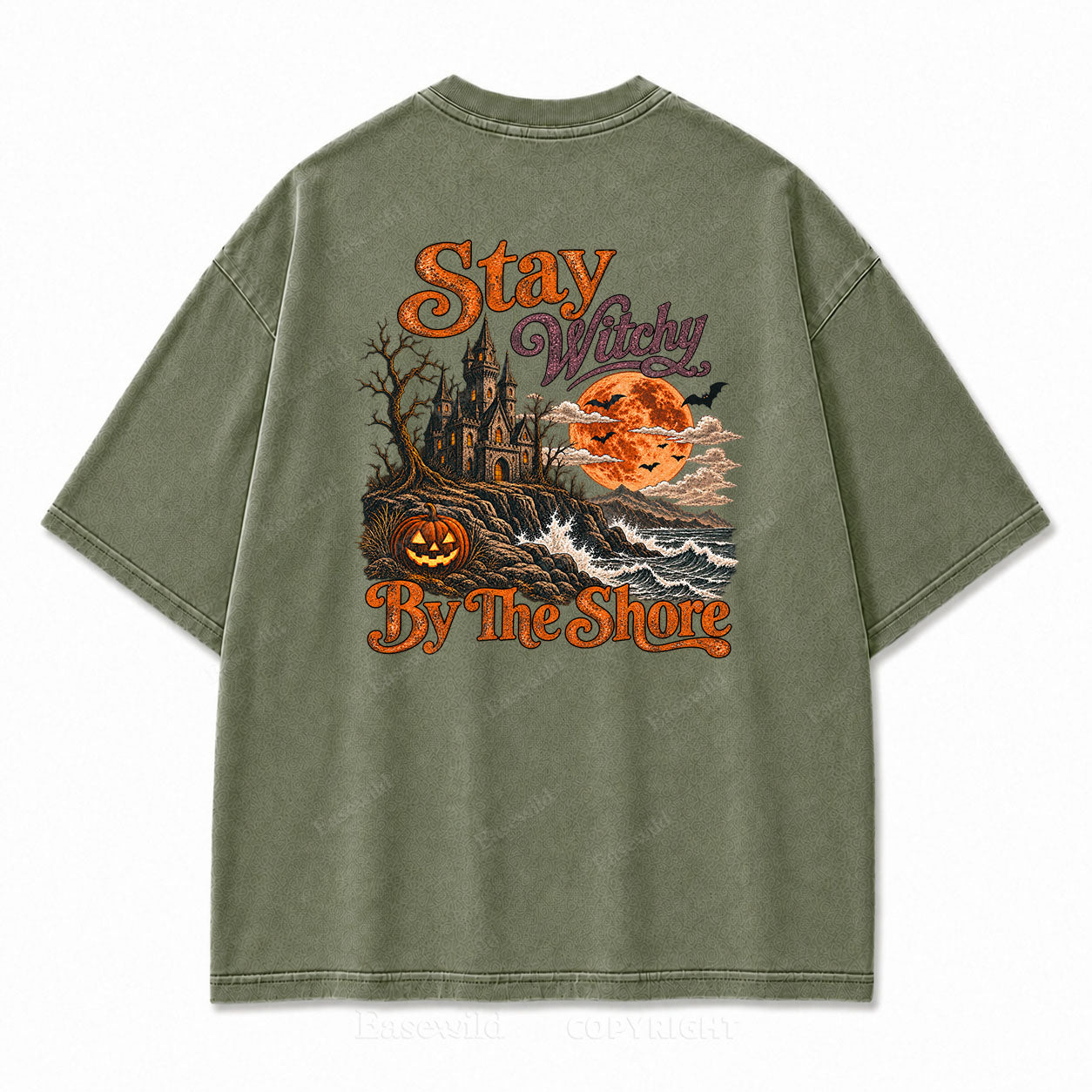 Stay Witchy  Halloween Washed Print Tee