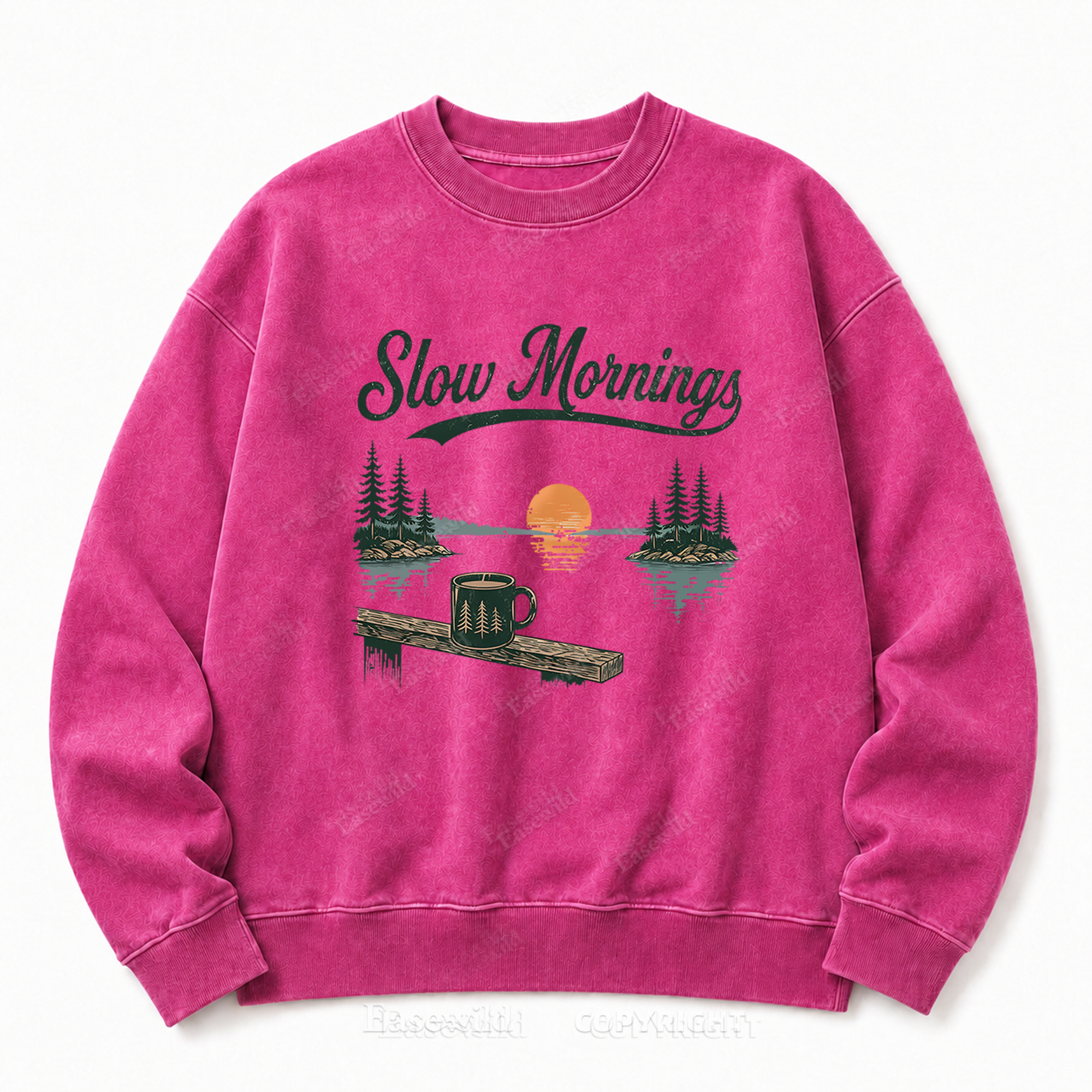 Slow Mornings Front Graphic Washed Crewneck
