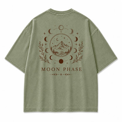 Moon Phase Mountain Graphic T-Shirt