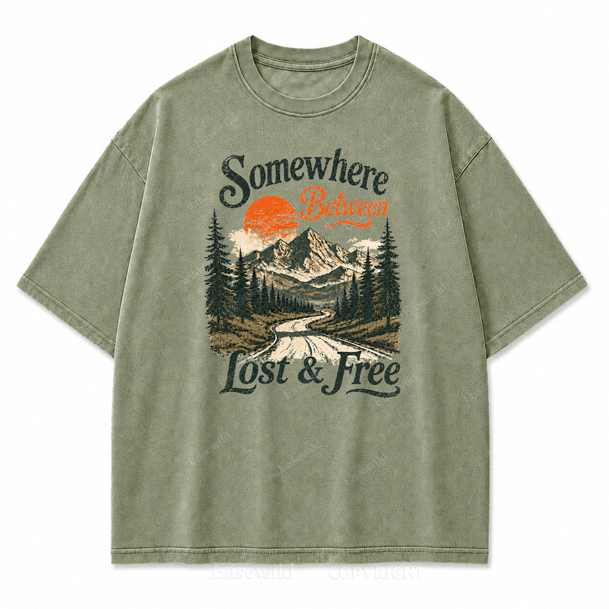 Somewhere Between Lost and Free Washed Print Tee