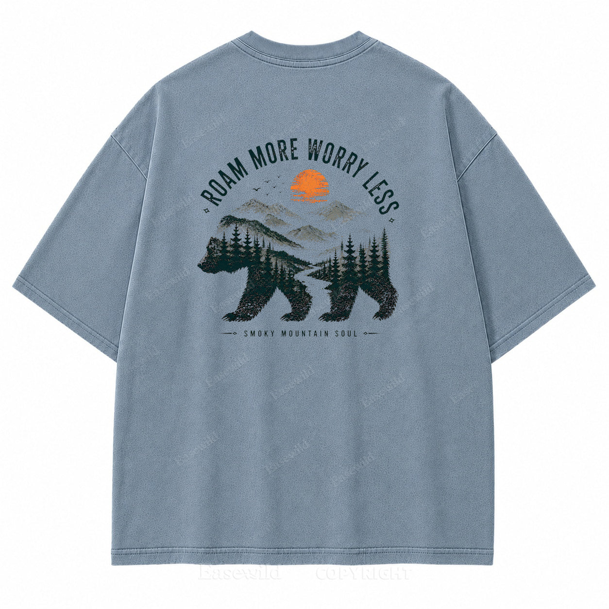 Roam More Worry Less Washed Back Print Tee