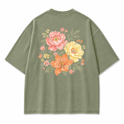 Sunlit Garden Floral Graphic T-Shirt