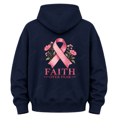 Faith Over Fear Pink Ribbon Graphic Hoodie