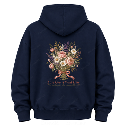 Love Grows Wild Here Vintage Floral Graphic Hoodie