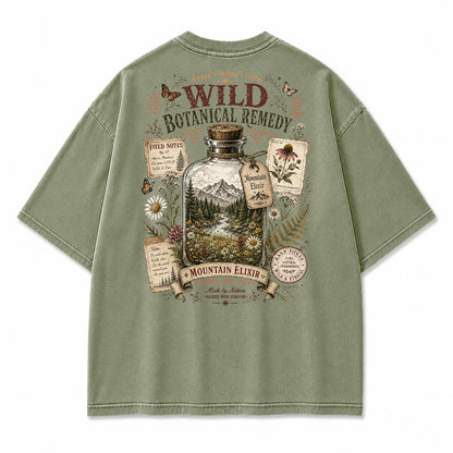 Mountain Elixir Botanical Bottle Graphic T-Shirt