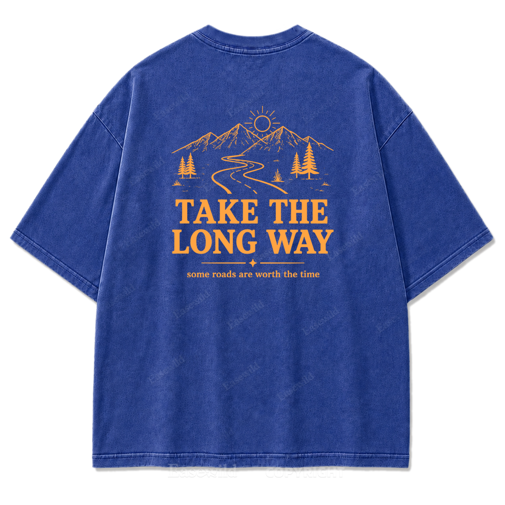 Take the Long Way Mountain Washed Print Tee