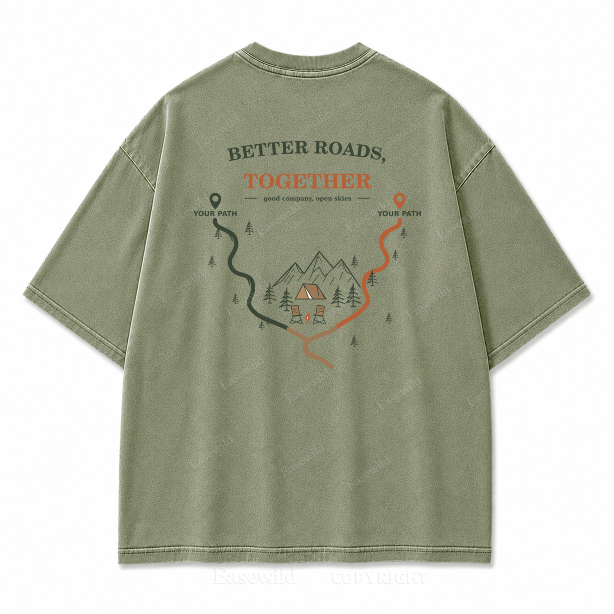 Better Roads Together Washed Back Print Tee