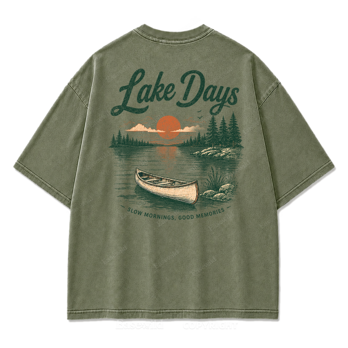 Lake Days Slow Mornings Graphic Washed T-Shirt