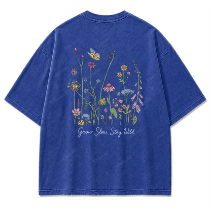 Grow Slow Stay Wild Wildflower Washed Print Tee