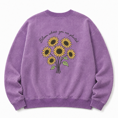 Bloom Where You Are Planted Washed Graphic Sweatshirt