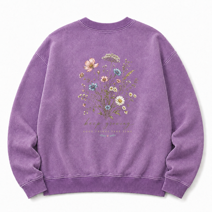 Keep Growing Wildflower Washed Graphic Sweatshirt