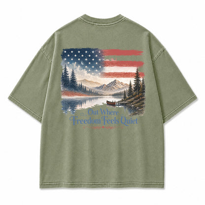 Quiet Freedom Mountain Lake Graphic T-Shirt