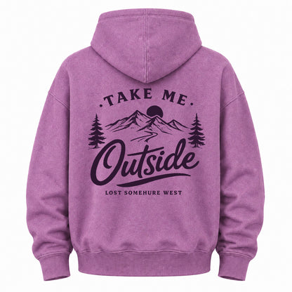 Take Me Outside Graphic Washed Hoodie