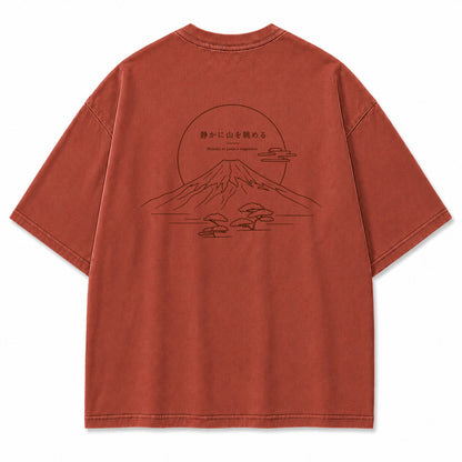 Minimal Mount Fuji Line Art Graphic T-Shirt
