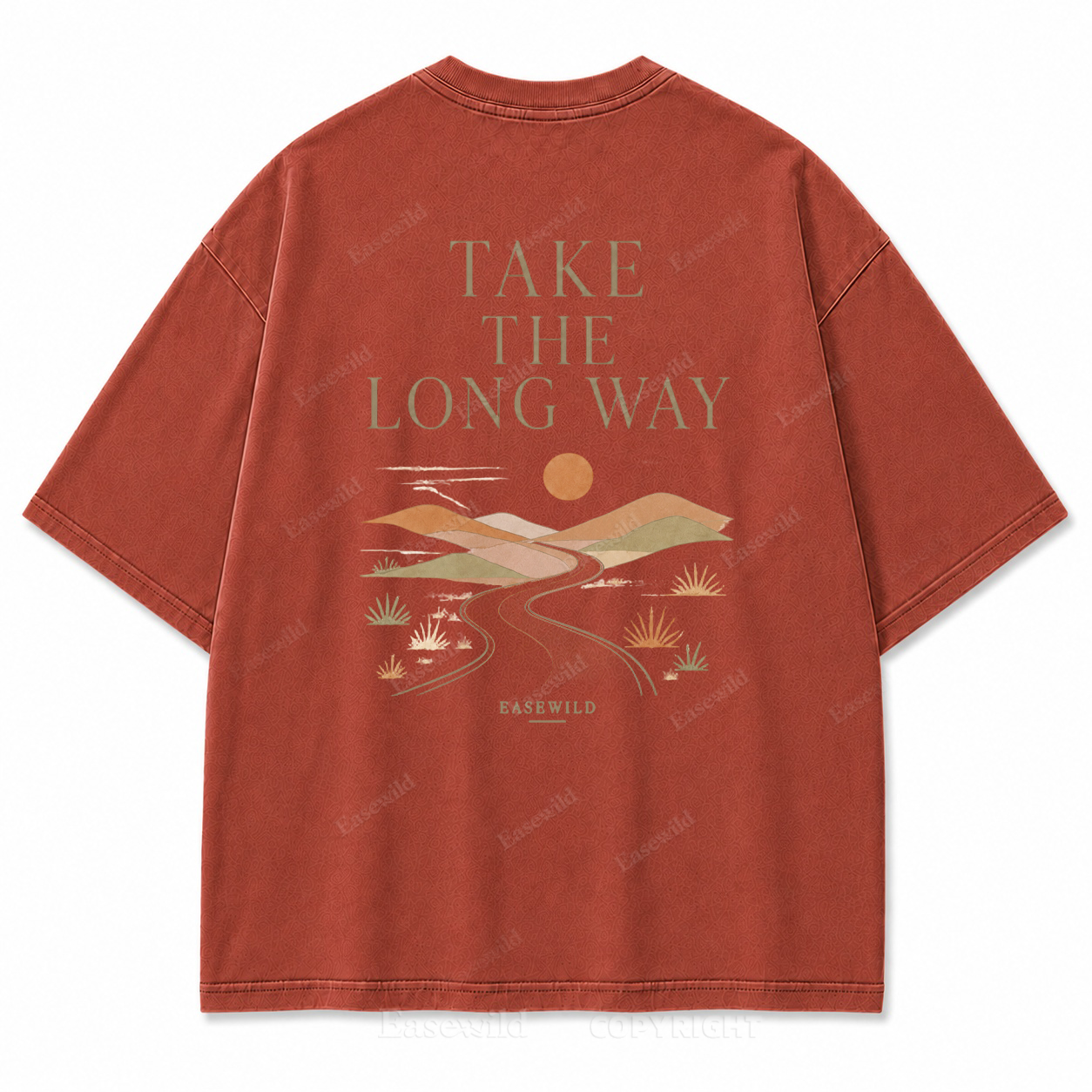 Take the Long Way Washed Back Print Tee