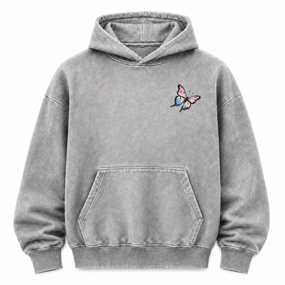 Becoming Slowly Butterfly Washed Graphic Hoodie