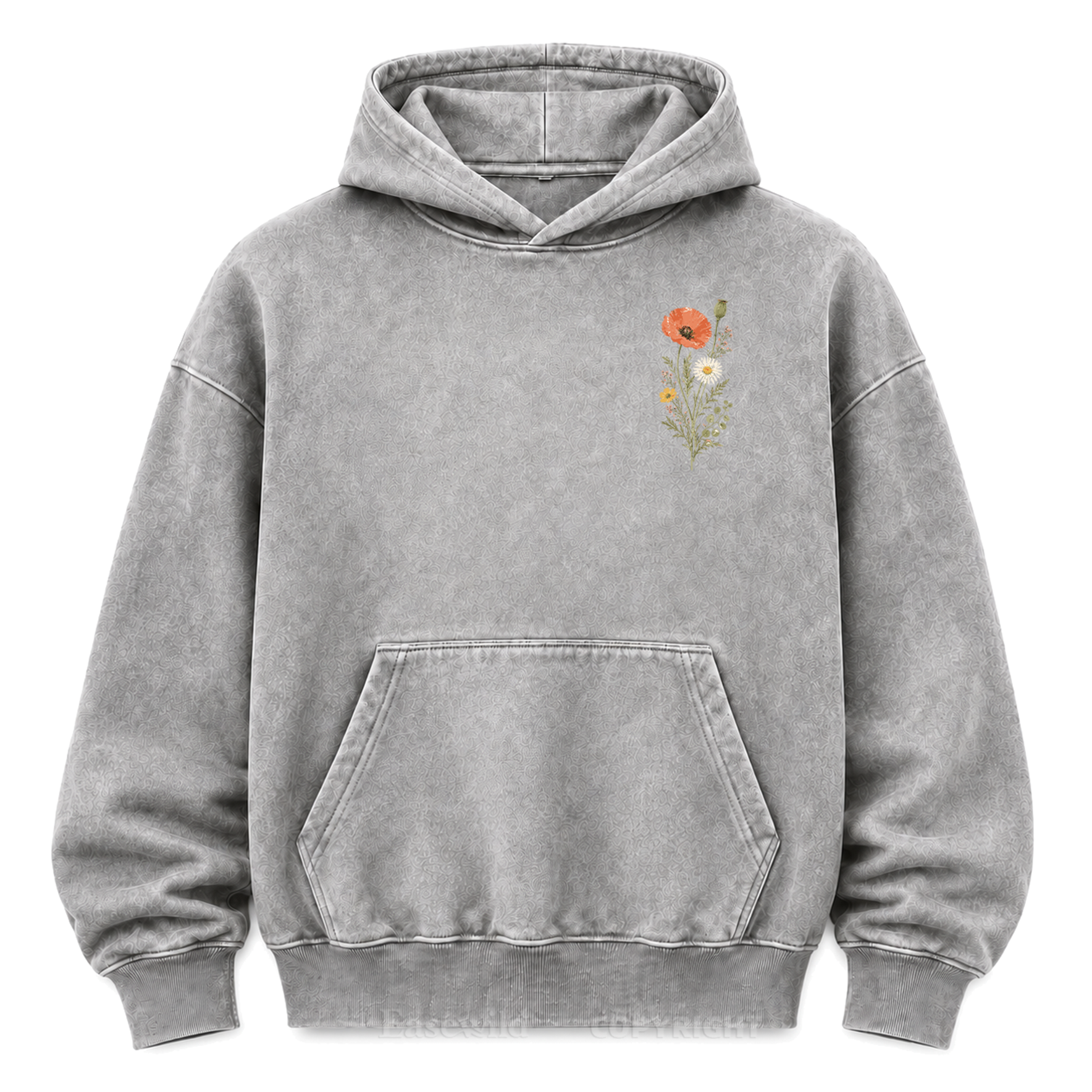Wild Flower Minimal Floral Washed Graphic Hoodie
