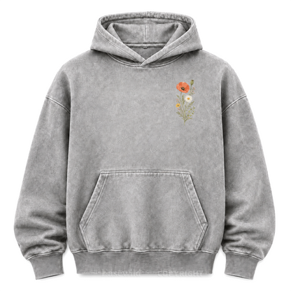 Wild Flower Minimal Floral Washed Graphic Hoodie