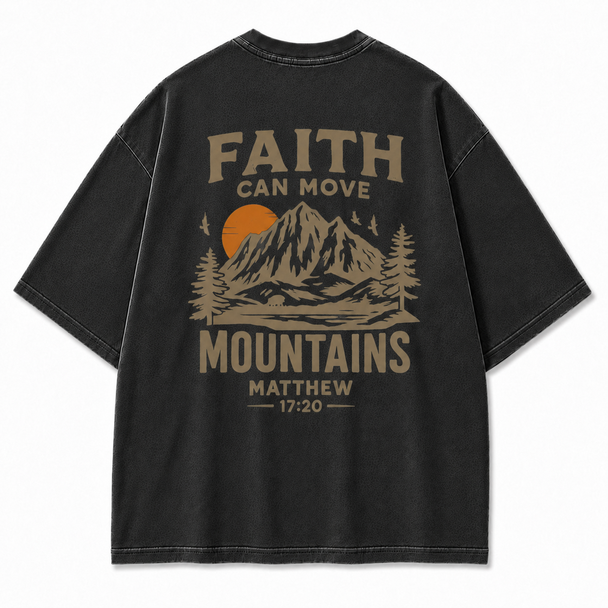Faith Can Move Mountains Washed Back Print Tee