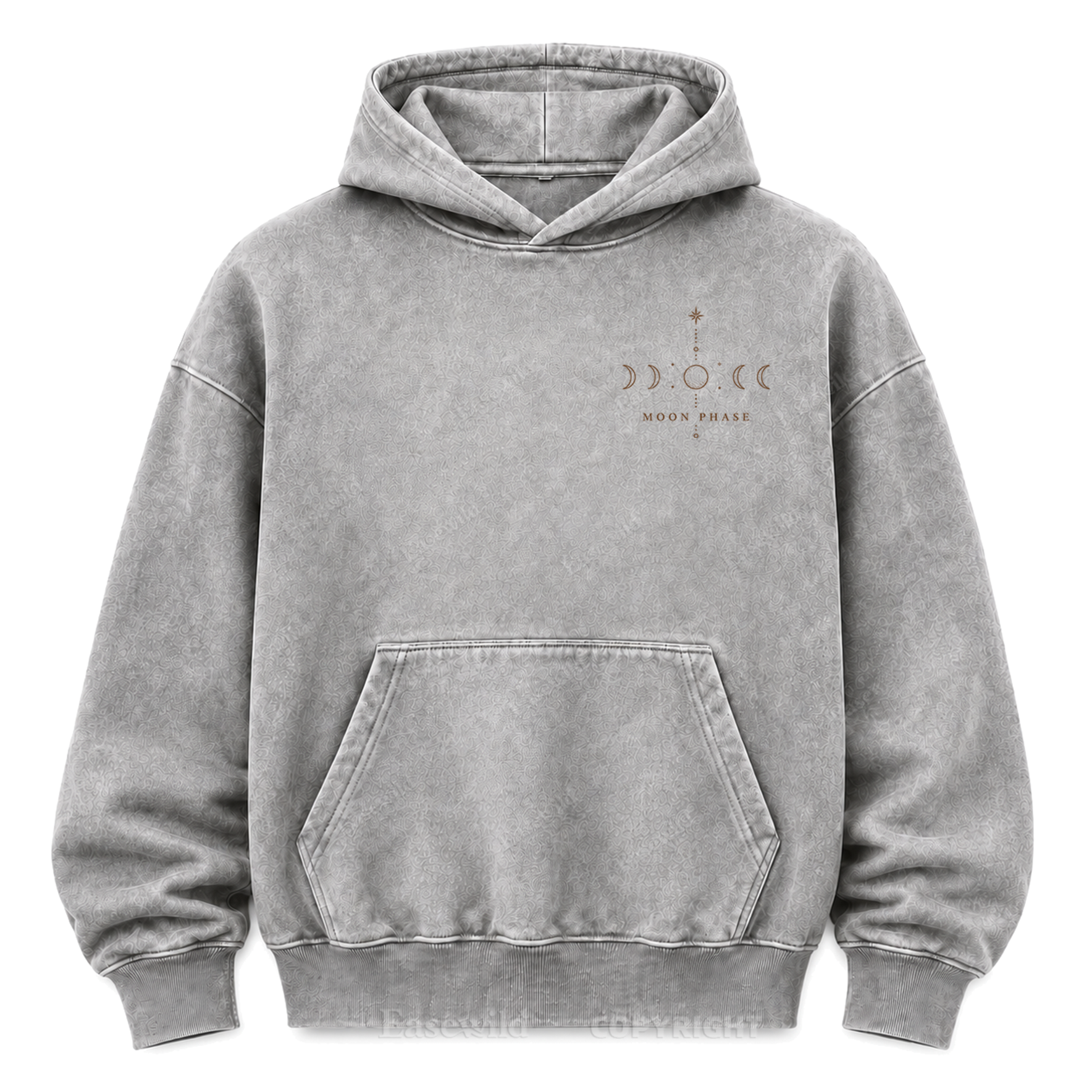 Hoodie mit Mondphasen-Himmelsgrafik und Washed-Effekt