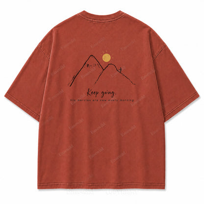 Keep Going Mountain Washed Back Print Tee