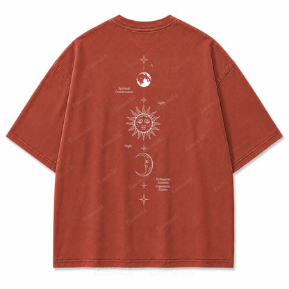 Spiritual Consciousness Sun & Moon Washed Back Print Tee