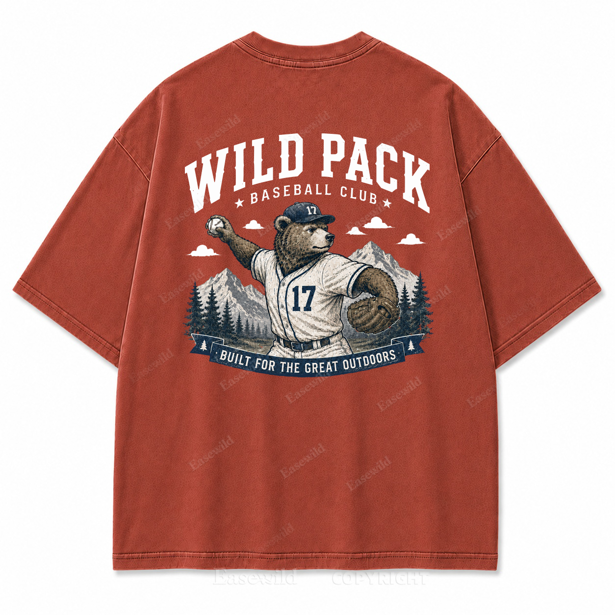 Wild Pack Baseball Club Washed Back Print Tee