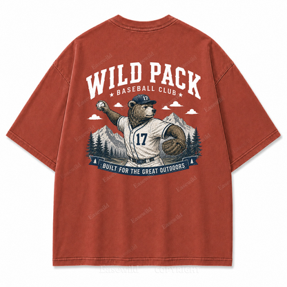 Wild Pack Baseball Club Washed Back Print Tee